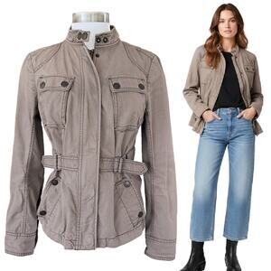 LOFT Utility Jacket Blazer Size 6 Vintage Brown Casual Military Moto